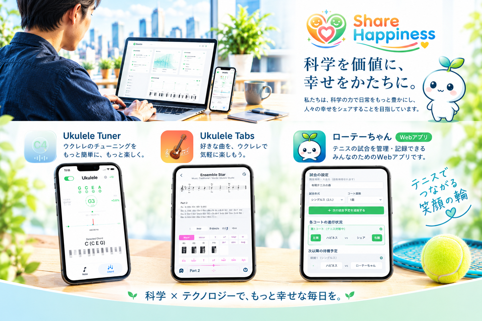 科学を価値に、幸せをかたちに。シェアハピネス サービス紹介